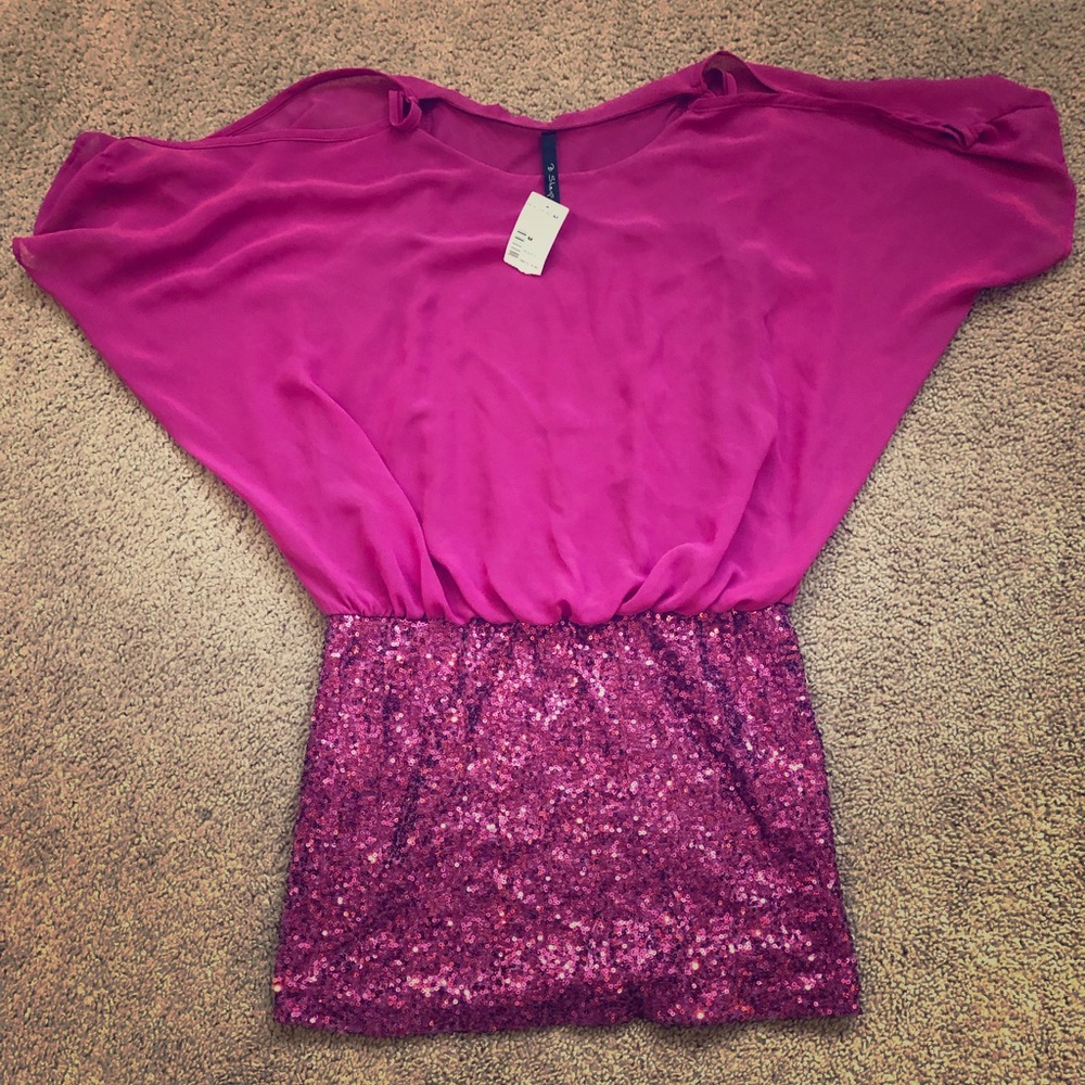 Pink Sequin Mini Dress